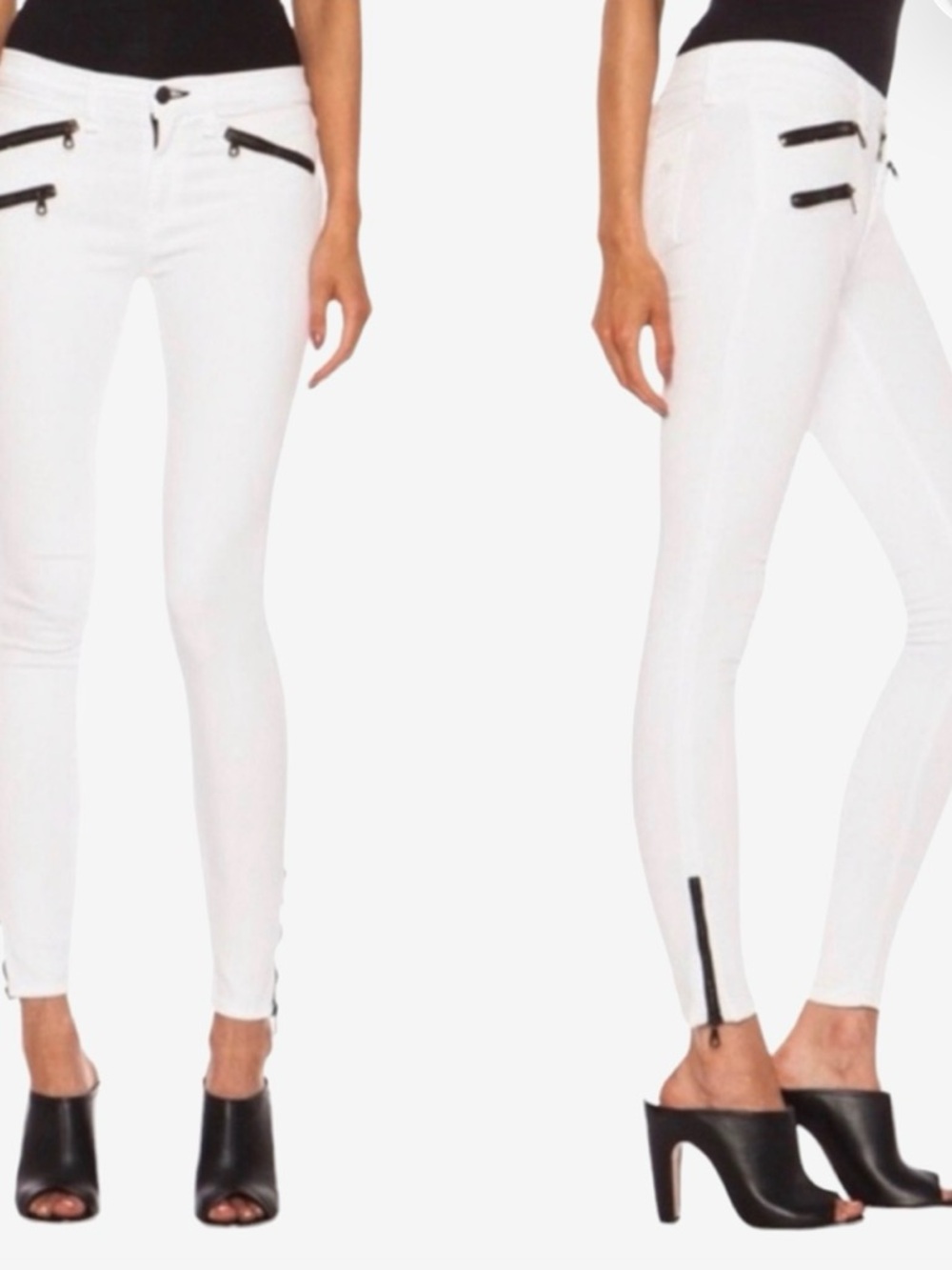 Rag & Bone Moto Zip Skinny Jeans White – Biker Style | Aritzia
